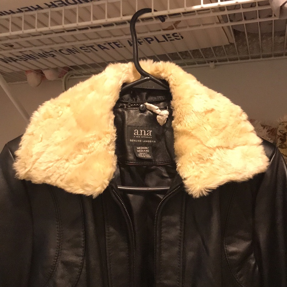A.n.a Genuine Lambskin Black Leather Jacket - Picture 3 of 11